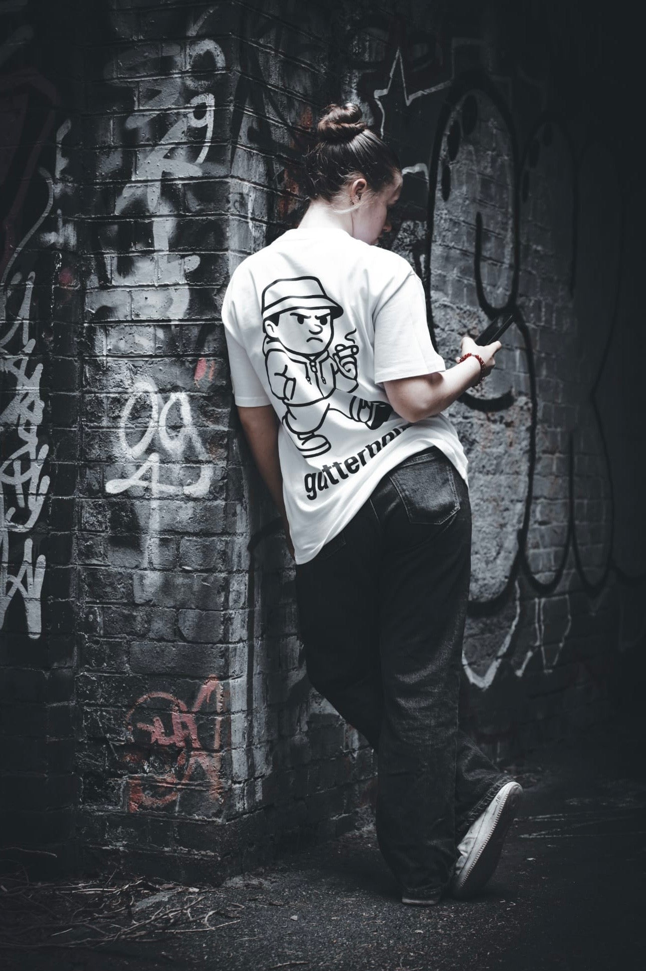 White Gutterboys Oversized Heavy Tee